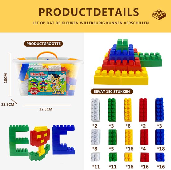 Montessori Construction Toys – 150-Piece Building Set – Plastic Building Blocks – Educational & Creative Toys – For Children 