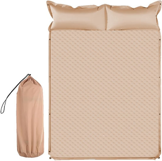 Slaapmat - Dubbel Campingmatras 192x132 cm Extra Breed - 5 cm Dikte - Incl. Stofvrije Hoes - Comfortabe - Opvouwbaar Kampeermatras - Logeermatras - 2-Persoons - Kaki