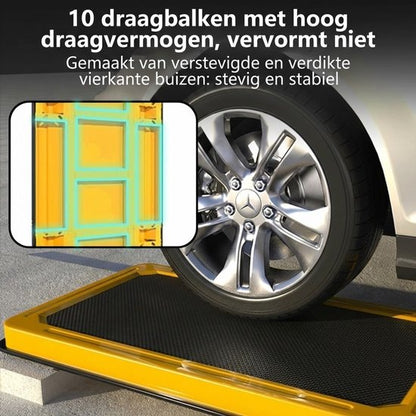 Plateauwagen 300kg - Opvouwbaar - Steekwagens & Transportwagen - 90x60cm - Heavy Duty Platformwagen Staal - Magazijnwagen met Anti-slip & Duwstang - Trolley voor Verhuizing, Garage, Bagage & Pakketten - Handwagen met 12cm Wielen