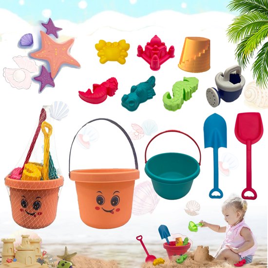 Sand Toys Set 11-Piece - Complete Beach Toys Set with Bucket, Shovel, Watering Can & Sand Molds - Beach/Sandbox Toys for Kids - Durable Plastic Sand Set - Sturdy Material - Orange 