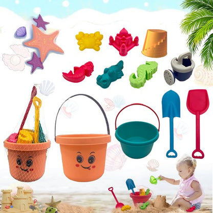 Sand Toys Set 11-Piece - Complete Beach Toys Set with Bucket, Shovel, Watering Can & Sand Molds - Beach/Sandbox Toys for Kids - Durable Plastic Sand Set - Sturdy Material - Orange 