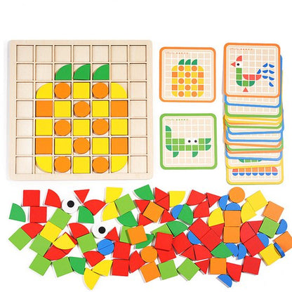 Houten Puzzel 120 stukjes voor Kinderen, Montessori Speelgoed met 20 Designkaarten, Educatief Spel voor 3 4 5 6 7 Jaar, Cadeau voor Jongens en Meisjes