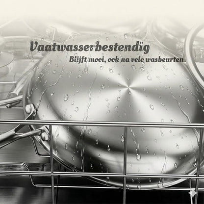 RVS Koekenpan Ø 26 cm - PFAS & PTFE vrij - RVS Honingraat Anti-Aanbakpan (Hybrid) – Krasbestendig & Slijtvast – Geschikt voor Inductie, Gas & Oven – Met RVS Handgreep – Hoge Rand (6 cm) – Roestvrij Stalen Bakpan –Vaatwasserbestendig