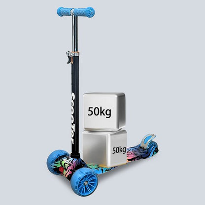 Kinderstep - LED-wielen met flitsende verlichting - max 50kg - leeftijd 3+ - hoogte verstelbaar 61-83 cm (3 standen) Blauw