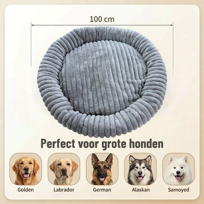 Donut Hondenmand 100 cm - Ronde huisdier nesten - Fluffy Hondenkussen - wasbaar - Anti-slip Mat Onderkant - voor grote honden - Anti Stress & Kalmerende Werking - Hondenmand rond - Comfortabele Slaapmand - Luxe Dierenbenodigdheden - Dog Bed - grijs