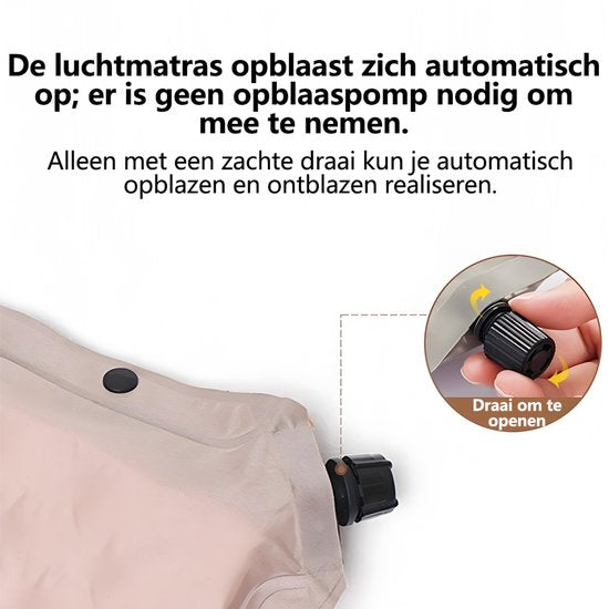 Zelfopblazende Slaapmat - 192x66 cm Extra Breed - 5 cm Dikte - Incl. Stofvrije Hoes - Comfortabe - Opvouwbaar Kamperen - Logeermatras - 1-Persoons - Kaki