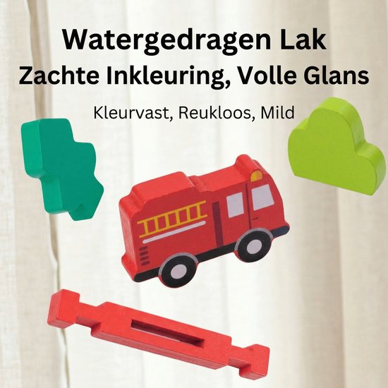 Houten Bouwstenen Set met Pen-en-Gatverbinding - Politiebureau - 3D Puzzel & Constructie Speelgoed - Hout blokjes Peuter Cadeau - Rollenspellen - Bouwblokken - Educatief Montessori Speelgoed voor Kinderen - Vanaf 3 Jaar - Blauw
