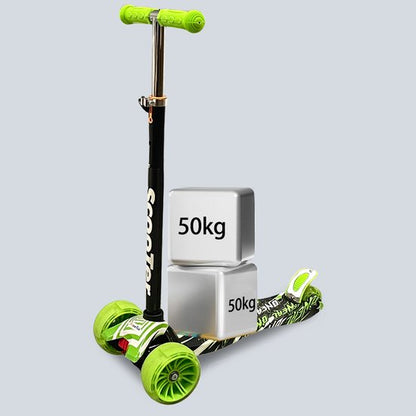 Kinderstep - LED-wielen met flitsende verlichting - max 50kg - leeftijd 3+ - hoogte verstelbaar 61-83 cm (3 standen) Groen