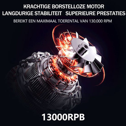 Turbo Jet Fan - Elektrische Air Duster & Blaasapparaat - 130.000 RPM - Draadloos - Mini Blower voor Auto Drogen, PC Reiniging, BBQ & Sneeuw - Vervangt Perslucht Spuitbussen - Auto detailer - Oplaadbaar - Zwart