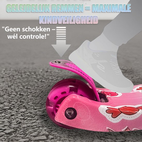 Kinderstep - LED-wielen met flitsende verlichting - Speelgoed voor Meisjes met Lichtgevende - Steps max 50kg - Buitenspeelgoed & Cadeau vanaf 3 Jaar + - hoogte verstelbaar 61-83 cm (3 standen) Roze