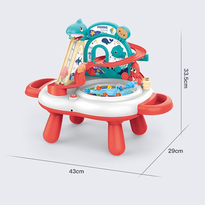 Interactive 3-in-1 Play Table & Fishing Game - Electric Toy with Slide, Music & 2 Fishing Rods - Magnetic Fishing Game for Indoors - Fishing Set Toy - Playset with Fishing Game - Gift for Kids 3 Years, Red 