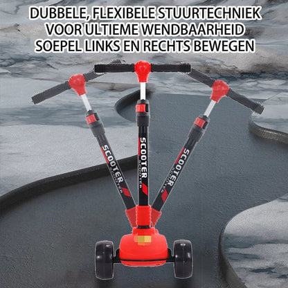 Kinderstep - 3 Lichtgevende LED Wielen - Hoogte Verstelbaar - Jongens/Meisjes - 4 Hoogtes (60-75cm) - Step Eénknops Opvouwbaar - Geschikt voor 2-9 Jaar - Rood