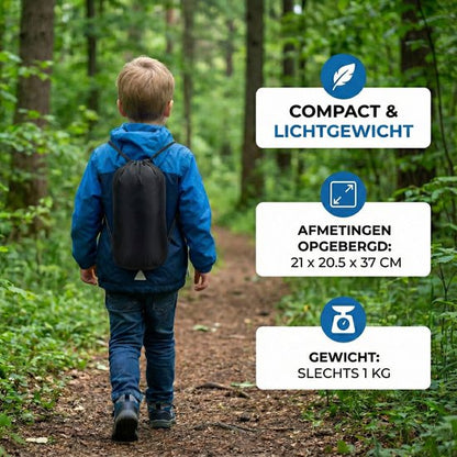 Lichtgewicht Slaapzak 1kg voor Kinderen - Compacte Envelop Slaapzak met Capuchon - 170x70 cm - Waterafstotend 380T Nylon - 4 Seizoenen - Machine Wasbaar - Ideaal voor Kamperen, Logeren & Wandelen - 2×Wegs Rits Inclusief Compressiezak - Muntgroen