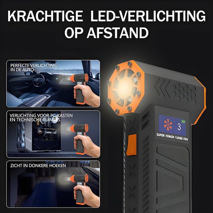 Turbo Jet Fan - Elektrische Air Duster & Blaasapparaat - 130.000 RPM - Draadloos - Mini Blower voor Auto Drogen, PC Reiniging, BBQ & Sneeuw - Vervangt Perslucht Spuitbussen - Auto detailer - Oplaadbaar - Zwart