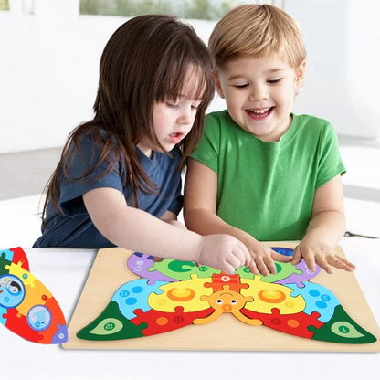 Houten Blokpuzzel-Montessori Speelgoed-3D puzzel-Kinderen-3 Jaar-Gift-Cadeau-16stuks-Schoploader, Educatief Spel voor 3 4 5 6 7 Jaar, Cadeau voor Jongens en Meisjes