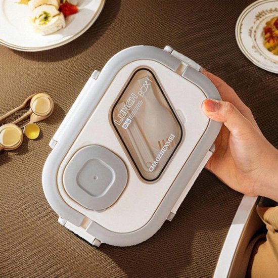 Lunchbox Set 1200+600ml voor Vaatwasser & Magnetronbestendig - Yoghurt en Muesli beker to go - broodtrommel met sausbox ‌en bestek‌ - Lunchpot met Isolerende Draagtas -Bento box voor volwassenen en kinderen‌ - Voor Werk, School, Picnic - Wit