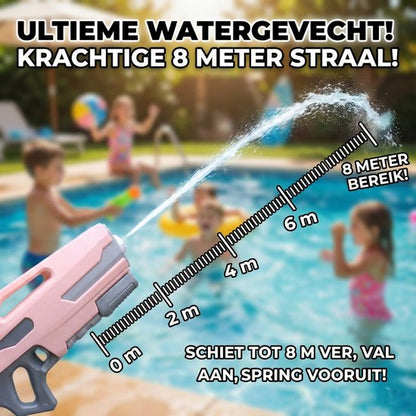 Waterpistool 54cm XL - 1200ml Grote Tank & 8m Schietbereik - Water Pistool- Watergeweer - Super Soaker - Duurzaam Waterspeelgoed voor Strand & Tuin - Buitenspeelgoed voor Kinderen & Volwassenen - 54×22×7cm - Roze, Grijs