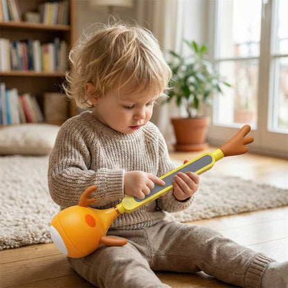 Elektrisch Muziekinstrument Walvis - Magische Speelgoed Gitaar & Synthesizer voor Kinderen - Zachte Siliconen Kop (Knijp & Glijspel) - USB Oplaadbaar - Educatief Muziekspeelgoed - Grappig muziekinstrument - Blauw
