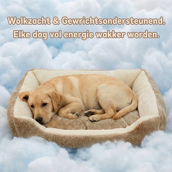 Hondenmand Grote Hond - 100x70 cm - Met Uitneembaar Kussen - Zacht Imitatie Konijnenbont - Antislipbodem - Orthopedisch & Wasbaar - Fluffy Anti Stress Bed XXL - Geschikt voor Labrador, Golden Retriever, Duitse Herder & Labradoodle - Beige/Bruin