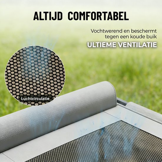 Hondenstretcher - 83x61x17 cm - Verhoogd Hondenbed met Hoofdkussen - Hondenligbed - Ademend Zomerbed - Hondenmand op Poten - Gewrichtsvriendelijk - Hondencampingbed - Tot 30 kg - Grijs