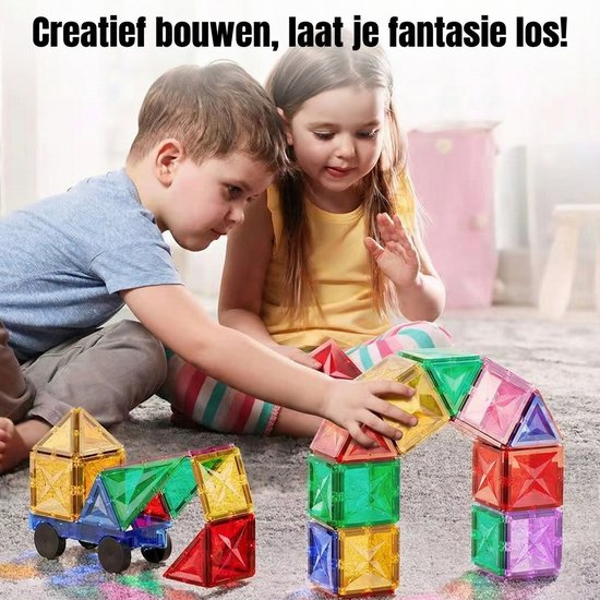 Magnetic Tiles 100 Pieces - Large Size Magnetic Toy Building Blocks with Car & Ferris Wheel - Educational Construction Toy - Magnetic Toys - Montessori 3D Puzzle - Creative Birthday Gift for Boys & Girls 3 Years Kids 