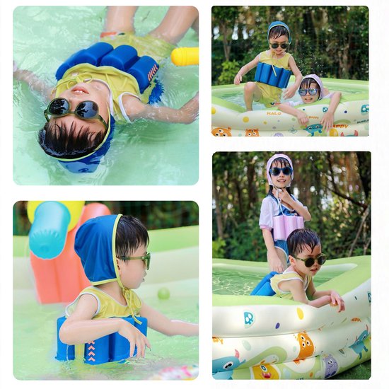 Premium Opblaasbaar Kinderzwembad - 260 x 165 x 56 cm - 3-Laags Verdikt Familiezwembad - Veilig PVC Opblaasbare zwembad met Afvoergat - Family Opblaaszwembad voor het hele gezin - Zomer Waterplezier - Family Pool inclusief Reparatiesetje