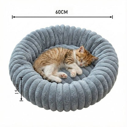 Donut Hondenmand & kattenmand 60 cm - Ronde huisdier nesten - Fluffy Hondenkussen - wasbaar - Anti-slip Mat Onderkant - Geschikt voor Pups & Kittens - Hondenmand rond - Dog Anti Stress Bed - Zacht Kattenbed - Comfortabel Nestje - grijs
