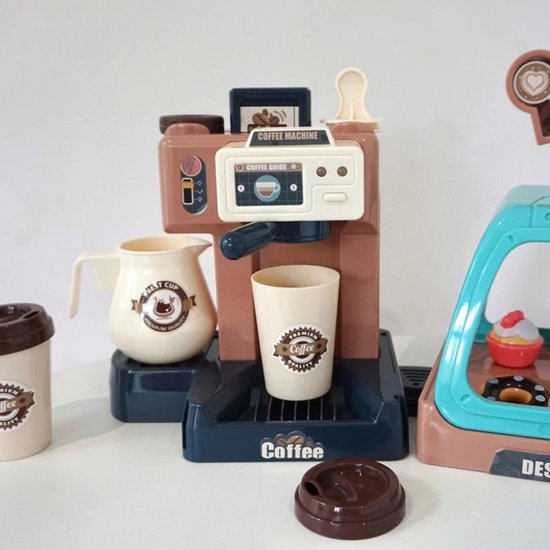 Speelset voor kinderen, 41pcs +, Koffiezetapparaat, Leren en Serveren Koffiemachine, Winkeltje Speelgeld met Licht & Geluid - Educatief Rollenspel - Interactief speelgoed - Keuken & Restaurant Verjaardag Cadeau voor Jongens & Meisjes 3 Jaar