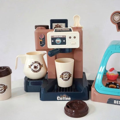 Speelset voor kinderen, 41pcs +, Koffiezetapparaat, Leren en Serveren Koffiemachine, Winkeltje Speelgeld met Licht & Geluid - Educatief Rollenspel - Interactief speelgoed - Keuken & Restaurant Verjaardag Cadeau voor Jongens & Meisjes 3 Jaar