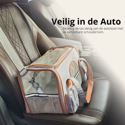 Draagtas Hond - Draagtas Kat - 50x30x30 cm - Reistas & Draagtas - Opvouwbare dieren draagtas - Schoudertas voor huisdieren - Opvouwbaar - Ventilerend - Tot 8kg - Met Veiligheidsriem & Reflectie - Geschikt voor Auto - Met Opbergvakken - Grijs