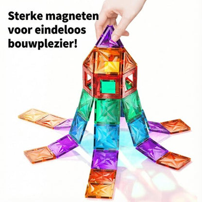 Magnetic Tiles 100 Pieces - Large Size Magnetic Toy Building Blocks with Car & Ferris Wheel - Educational Construction Toy - Magnetic Toys - Montessori 3D Puzzle - Creative Birthday Gift for Boys & Girls 3 Years Kids 
