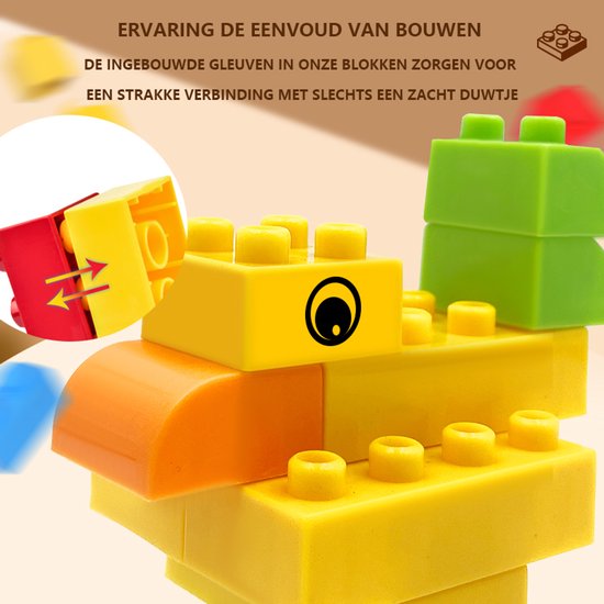 206-Delige Bouwstenen Set – Compatibel Bouwspeelgoed – Creatief Constructiespeelgoed voor Kinderen – Felle Kleuren & Diverse Vormen – Inclusief Opbergemmer