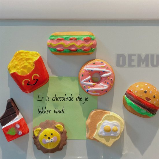 Craft Kit Magnet Making & Plaster Casting - DIY Creative Toy Set - Food Theme with Hamburgers, Donuts & Fries - Includes Paint & Shapes - Crafts for Kids - Fridge Magnets - Playset - Birthday Gift for Boys & Girls 
