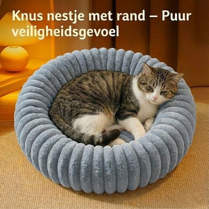 Donut Hondenmand & kattenmand 60 cm - Ronde huisdier nesten - Fluffy Hondenkussen - wasbaar - Anti-slip Mat Onderkant - Geschikt voor Pups & Kittens - Hondenmand rond - Dog Anti Stress Bed - Zacht Kattenbed - Comfortabel Nestje - grijs