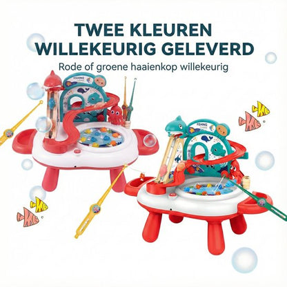 Interactive 3-in-1 Play Table & Fishing Game - Electric Toy with Slide, Music & 2 Fishing Rods - Magnetic Fishing Game for Indoors - Fishing Set Toy - Playset with Fishing Game - Gift for Kids 3 Years, Red 