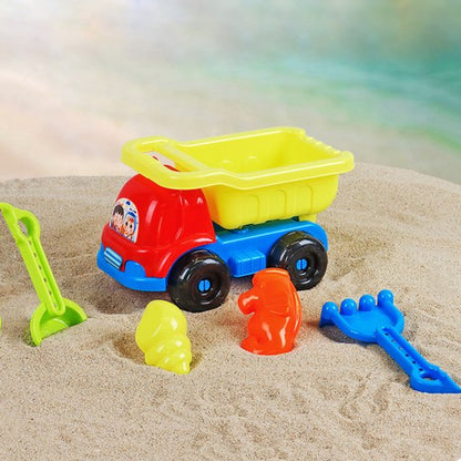 Sand Toy Truck Set - 7-Piece - Beach Toys with Car, Watering Can, Sand Molds & Shovel - Sturdy Sandbox Toys for Kids - Complete Beach Set - Sandbox Toys - Sandboxes - Outdoor Toys - Toys - Multi-color 