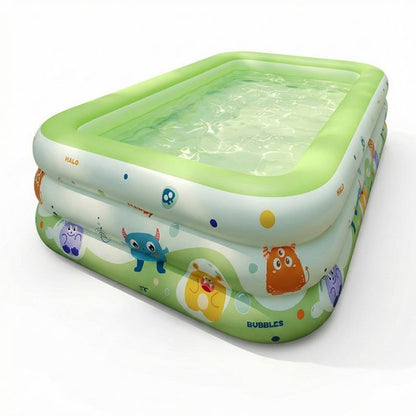 Premium Opblaasbaar Kinderzwembad - 210 x 140 x 56 cm - 3-Laags Verdikt Familiezwembad - Veilig PVC Babybad met Afvoergat - Zomer Waterplezier - Zwembad speelgoed - Buitenspeelgoed inclusief Reparatiesetje
