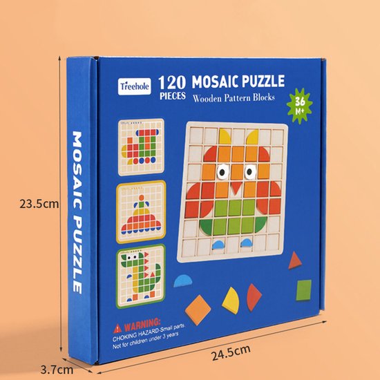 Houten Puzzel 120 stukjes voor Kinderen, Montessori Speelgoed met 20 Designkaarten, Educatief Spel voor 3 4 5 6 7 Jaar, Cadeau voor Jongens en Meisjes