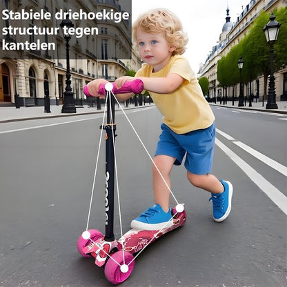 Kinderstep - LED-wielen met flitsende verlichting - Speelgoed voor Meisjes met Lichtgevende - Steps max 50kg - Buitenspeelgoed & Cadeau vanaf 3 Jaar + - hoogte verstelbaar 61-83 cm (3 standen) Roze