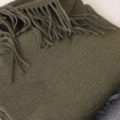 100% Cashmere Sjaal Dames - Zachte Kasjmier Wintersjaal in Chique Geschenkverpakking - Premium Kwaliteit met Waterrimpel Glans - Warm & Stijlvol - Verjaardag Cadeau voor Vrouwen - olijfgroen