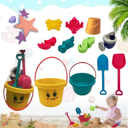 Sand Toys Set 11-Piece - Complete Beach Toys Set with Bucket, Shovel, Watering Can & Sand Molds - Beach/Sandbox Toys for Kids - Durable Plastic Sand Set - Sturdy Material - Yellow 