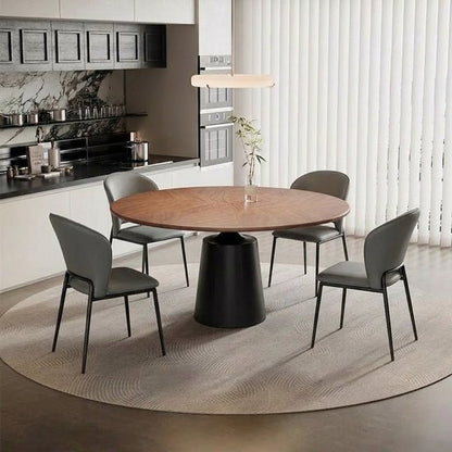 Ronde Eettafel 150 cm - Ronde eettafel 6-8 personen - Massief Hout & Carbonstaal - Retro Design - Industrieel en Modern Interieur - Robuust Zwart Onderstel - Duurzaam & Praktisch - Grote Eetkamertafel Hout - Ronde Keukentafel