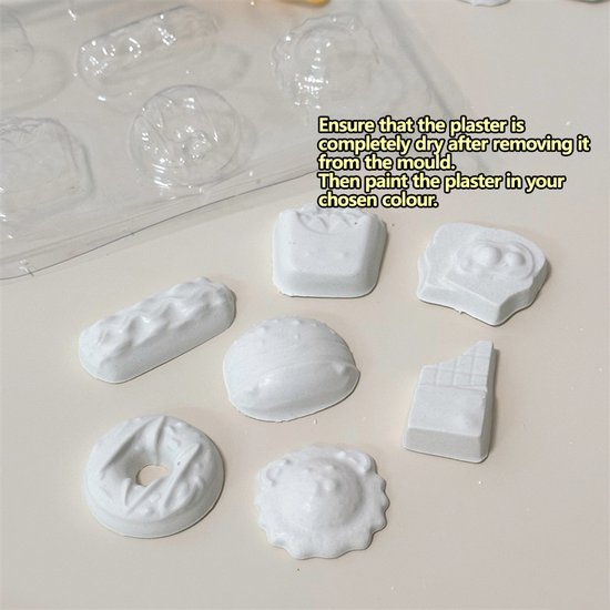 Knutselpakket Magneten Maken & Gips Gieten - DIY Creatief Speelgoed Set - Thema Eten met Taart, Kersttaart, Cupcake - Inclusief Verf & Vormpjes - Knutselen voor Kinderen - Educatief Speelgoed - Koelkast Magneten - Verjaardag Cadeau Jongens & Meisjes
