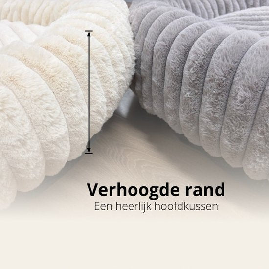 Donut Hondenmand 100 cm - Ronde huisdier nesten - Fluffy Hondenkussen - wasbaar - Anti-slip Mat Onderkant - voor grote honden - Anti Stress & Kalmerende Werking - Hondenmand rond - Comfortabele Slaapmand - Luxe Dierenbenodigdheden - Dog Bed - beige
