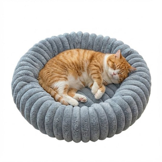 Donut Hondenmand & kattenmand 60 cm - Ronde huisdier nesten - Fluffy Hondenkussen - wasbaar - Anti-slip Mat Onderkant - Geschikt voor Pups & Kittens - Hondenmand rond - Dog Anti Stress Bed - Zacht Kattenbed - Comfortabel Nestje - grijs