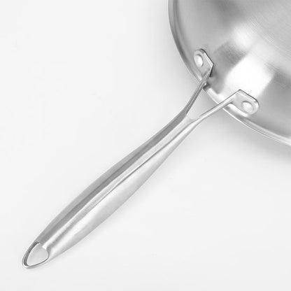 RVS Koekenpan Ø 26 cm - PFAS-vrije Bakpan Zonder Anti-aanbaklaag - Inductie & Ovenbestendig - Ideaal voor Vlees - Vaatwasserbestendig - Zilver