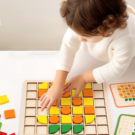 Houten Puzzel 120 stukjes voor Kinderen, Montessori Speelgoed met 20 Designkaarten, Educatief Spel voor 3 4 5 6 7 Jaar, Cadeau voor Jongens en Meisjes