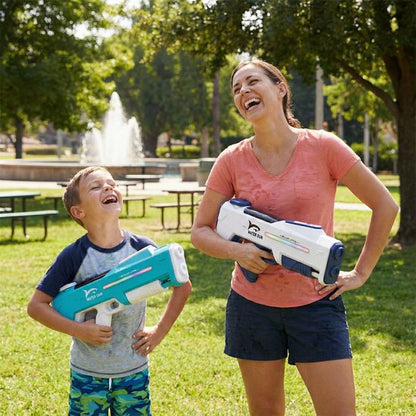 Elektrisch Waterpistool 46cm XL - 7m Bereik - 350ml - Water Pistool met Licht - Automatisch Watergeweer - Super Soaker - Waterspeelgoed - Elektrisch speelgoed - Buitenspeelgoed voor Kinderen & Volwassenen - Inclusief batterij - USB Oplaadbaar - Wit
