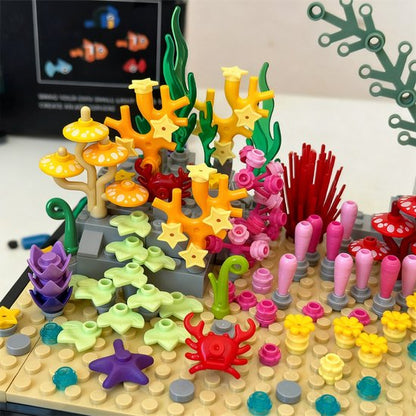 Aquarium Bouwstenenset Met Licht 570 pcs - Eco Aquarium Model Speelgoed - Bouwstenen Speelgoed - Aquarium bouwset - Geschikt voor decoratie en educatie 8+ - Educatief Speelgoed - Creatief Knutselpakket - Verjaardag Cadeau voor Jongens & Meisjes