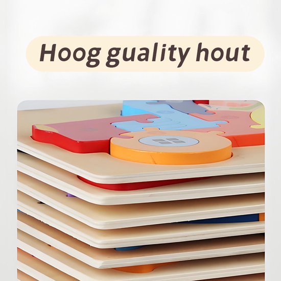 Houten Blokpuzzel-Montessori Speelgoed-3D puzzel-Kinderen-3 Jaar-Gift-Cadeau-14stuks-Stegosaurus, Educatief Spel voor 3 4 5 6 7 Jaar, Cadeau voor Jongens en Meisjes